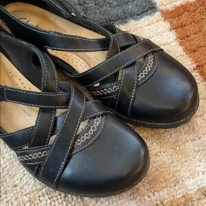 Clarks Collection Ultimate Comfort Black Flats with Velcro Closure